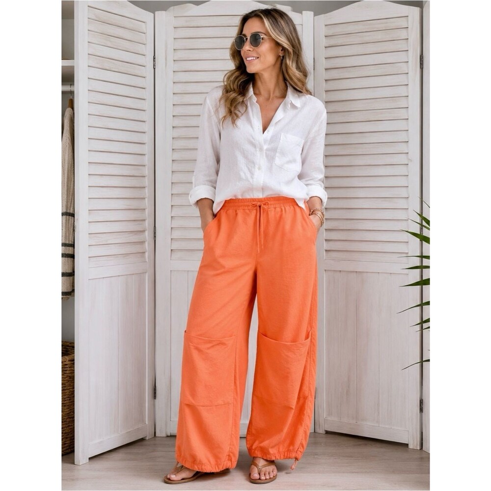 NWT Sanctuary Pop Cargo Pants XS Orange Cotton Parachute Wide Leg